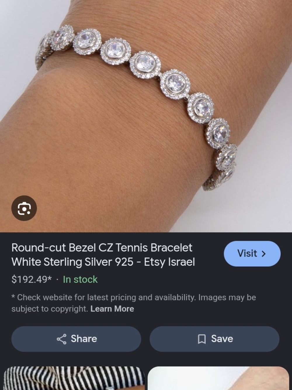 Sterling Silver White CZ Bezel Tennis Bracelet